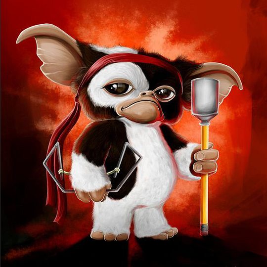 Completed Diamond Art Painting Gremlins spike and Gizmo Small