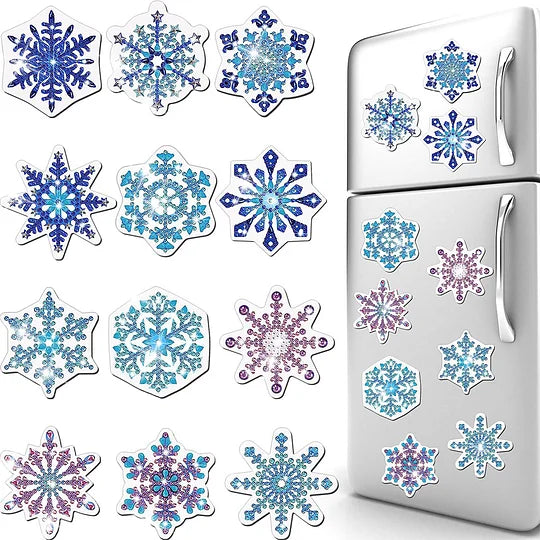 12 pcs Diamond Painting Magnets Snowflake