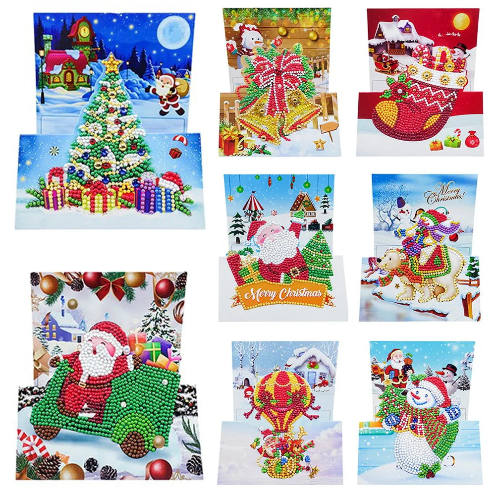 8 pcs Special shaped Diamond Painting Christmas Greeting Cards