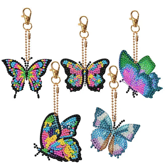 Diamond Painting Keychains Double Sided 5pcs Butterfly – Jules