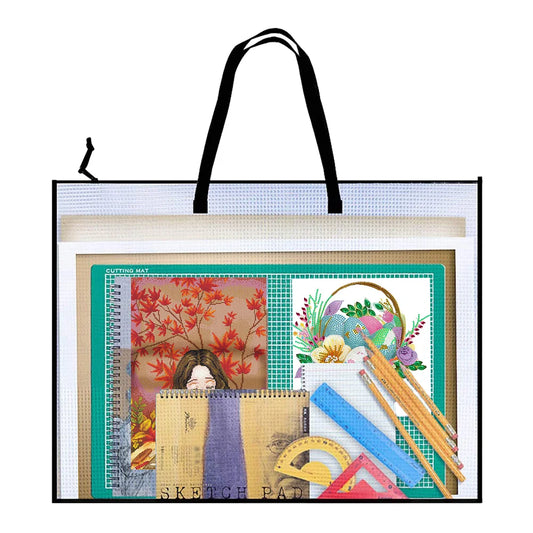 Cross stitch mesh file tote bag with handle