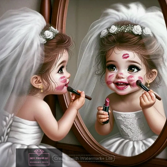 Girl with Makeup 30*30cm full round drill diamond painting