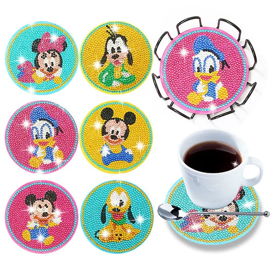 6pcs Diamond Painting Coaster Mickey Minnie