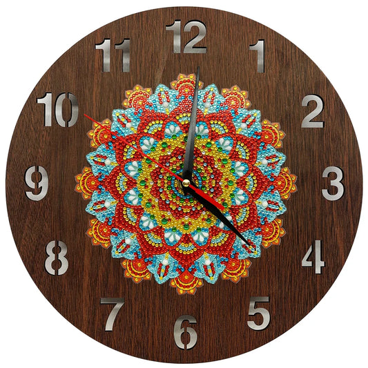 Diamond Painting Mandala Wood Clock