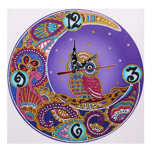 Diamond Painting Owl Clock Special Shaped Drill