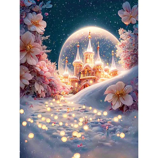 Fantasy Flower Road in Snow 30*40cm full round drill diamond painting