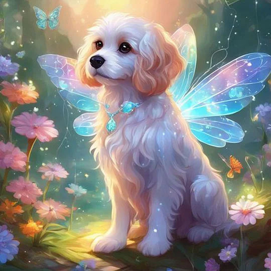 Fairy Puppy in the Forest 30*30cm full round drill diamond painting