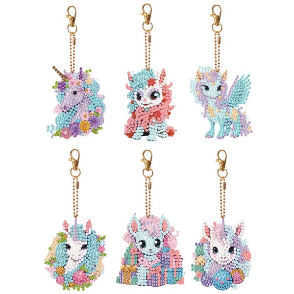 6 pcs Diamond Painting Keyring Pony