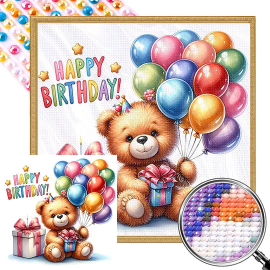 Balloon Gift Bear 40*40cm full round drill diamond painting with AB drills