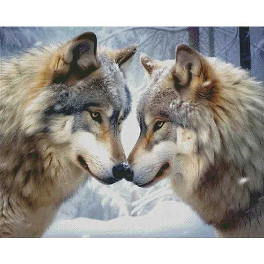 Wolf Couple 50*40cm full round drill diamond painting