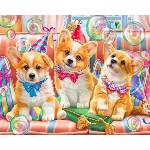 Puppy Party 50*40cm full square drill diamond painting