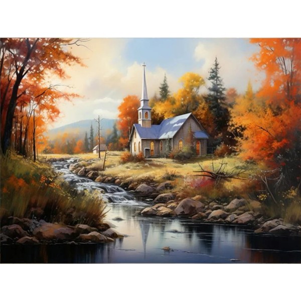 Country House 40*30cm full round drill diamond painting