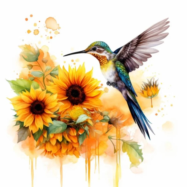 Sunflower Hummingbird 35*35cm full round drill diamond painting
