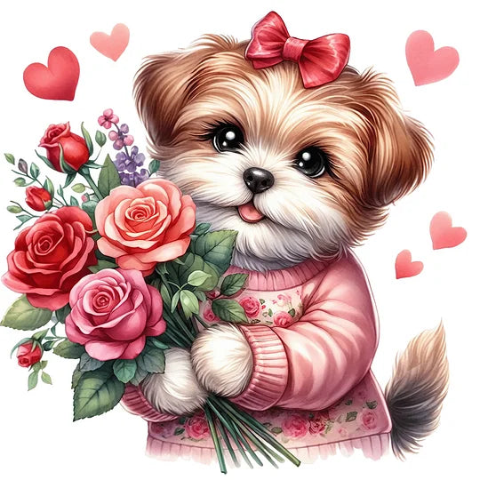 Loving Puppy 30*30cm full round drill diamond painting