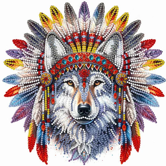 Indian Wolf 30*30cm special shaped drill diamond painting