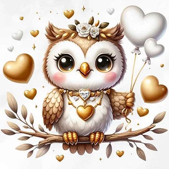 Valentine Love Owl 30*30cm full round drill diamond painting