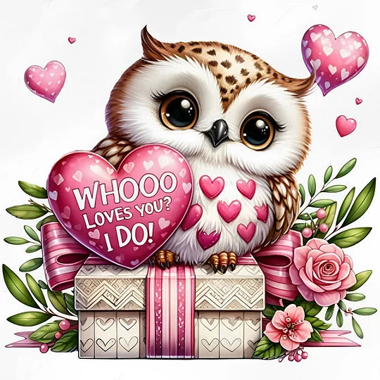 Valentine Love Owl 30*30cm full round drill diamond painting