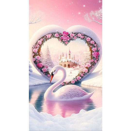 Valentine’s Day Rose Love Arch Swan Lake 40*70cm full round drill diamond painting