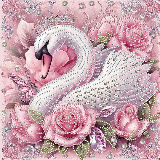 Pink Swan 30*30cm special shaped drill diamond painting