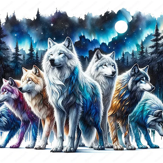 Forest Wolves 50*50cm full round drill (40 colours) diamond painting