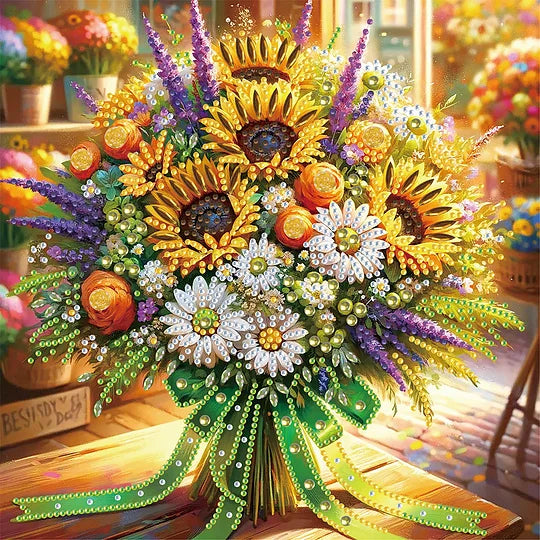 Sunflower bouquet 30*30cm special shaped drill diamond painting