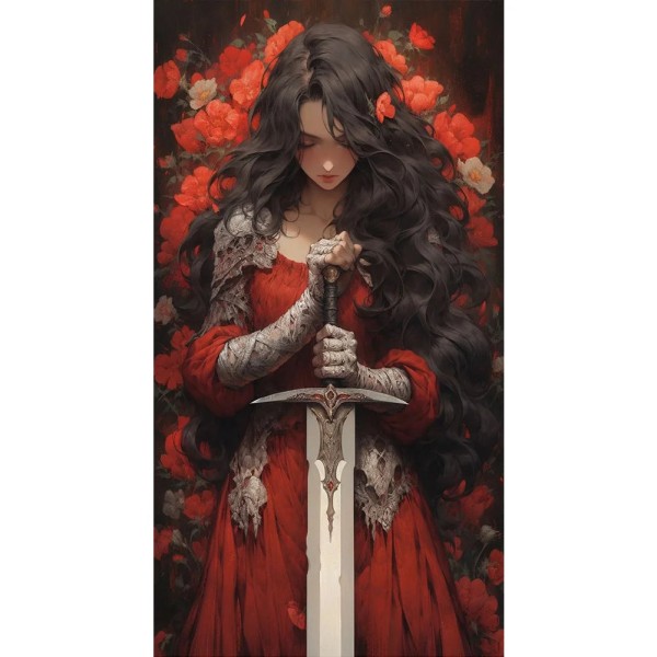 Long haired female knight full 11CT pre-stamped 40*70cm cross stitch