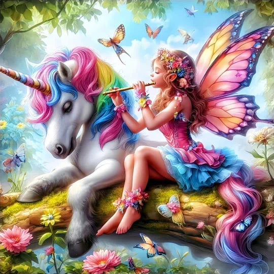 Colourful Unicorn and Fairy 50*50cm full round drill (40 colours) diamond painting