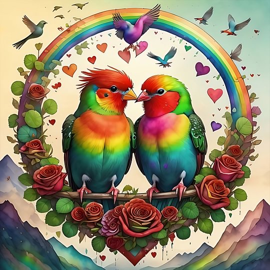 Rainbow Wings Parrot 30*30cm full round drill diamond painting