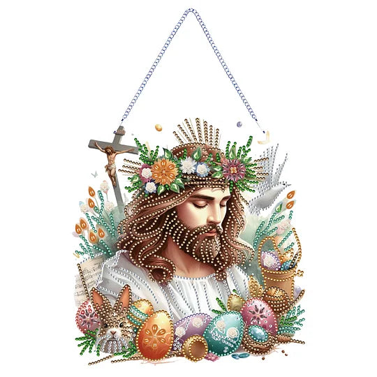 Acrylic Jesus Easter Egg single sided diamond painting hanging pendant