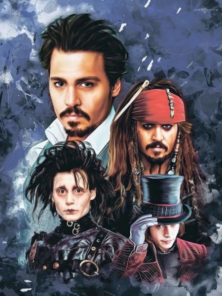 Johnny Depp 30*40cm velvet canvas full round drill diamond painting with AB drills