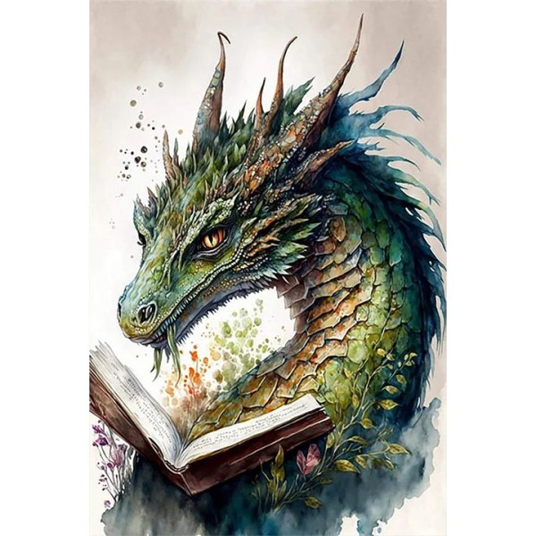 Dragon reading a book 40*60cm full round drill diamond painting