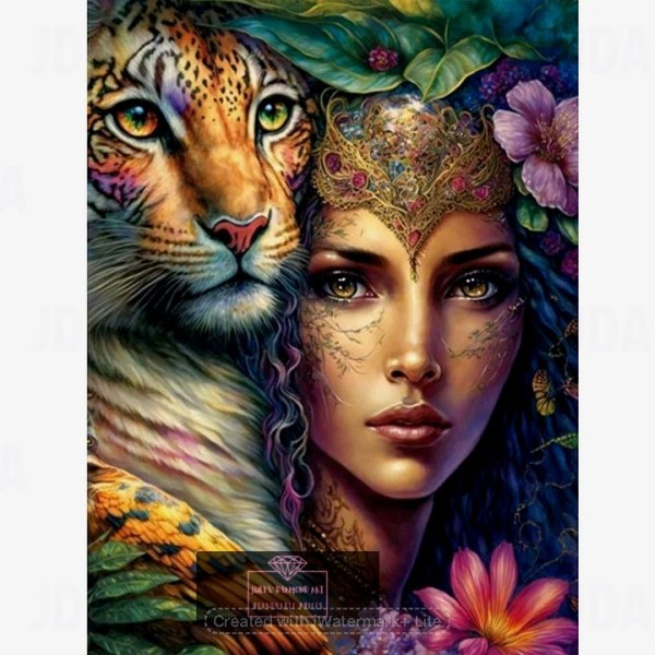 Tiger and Queen 30*40cm full round drill diamond painting