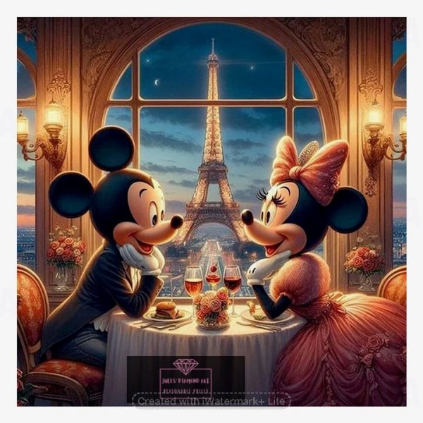Mickey and Minnie Under The Eiffel Tower 30*30cm full round drill diamond painting