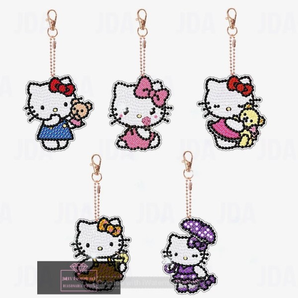 5 pcs Diamond Painting Keychains Kitty Cat