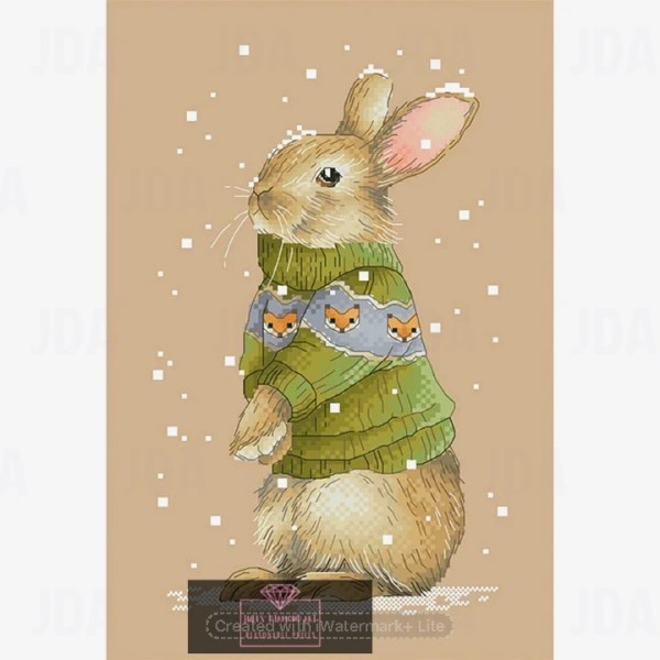 Rabbit Full 11CT pre-stamped canvas 21*31cm cross stitch