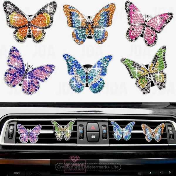 6 pcs Diamond Painting Car Vent Clips Butterfly