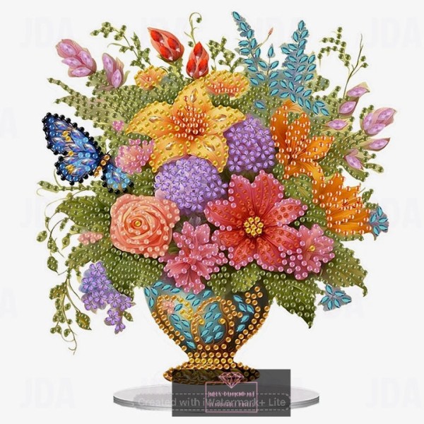 Acrylic Lily Butterfly Vase Diamond Painting Ornament