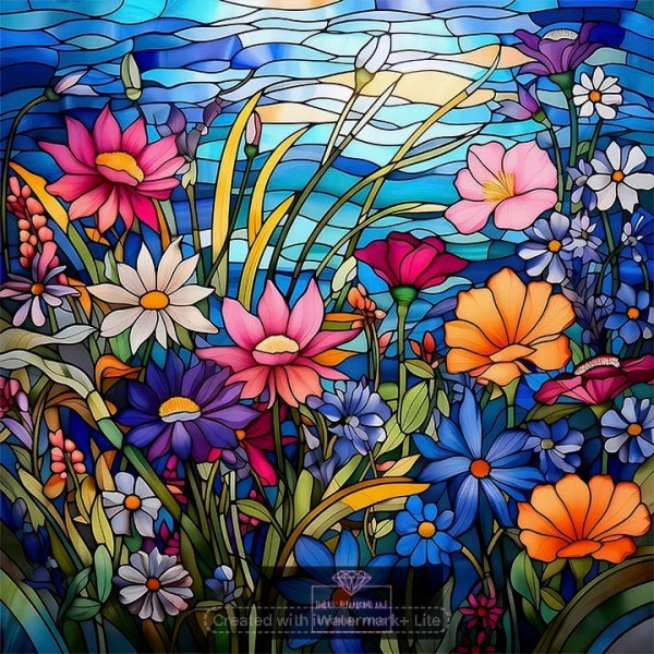 Glass painting Daisy 30*30cm fu round drill diamond painting