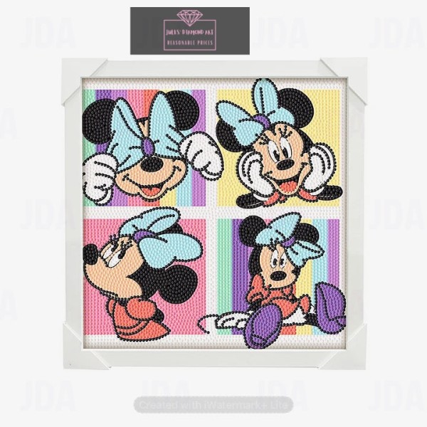 Mickey and Minnie with frame 28*28cm full round drill diamond painting