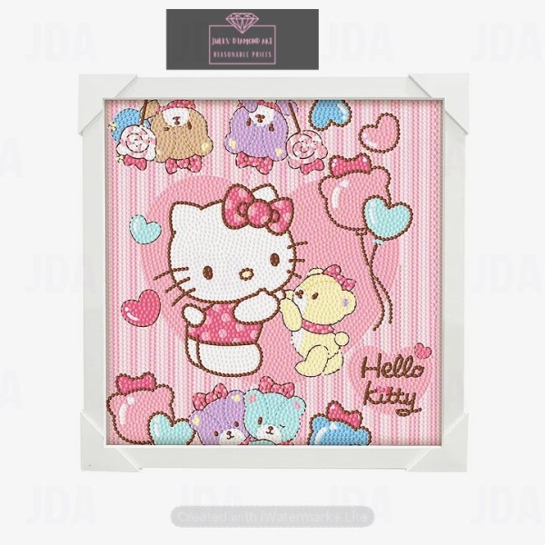 Hello Kitty with frame 28*28cm full round drill diamond painting