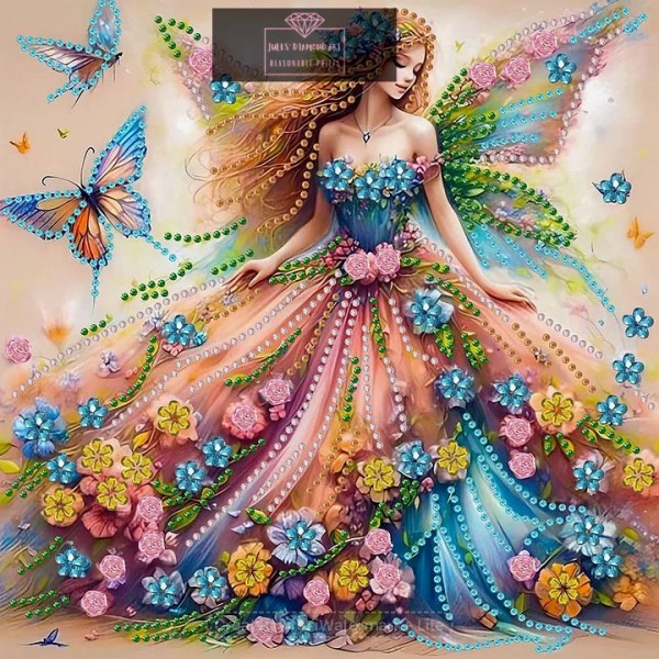 Butterfly girl 30*30cm special shaped drill diamond painting