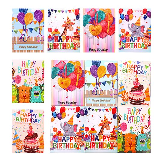 Diamond Painting Birthday Cards 6 pcs