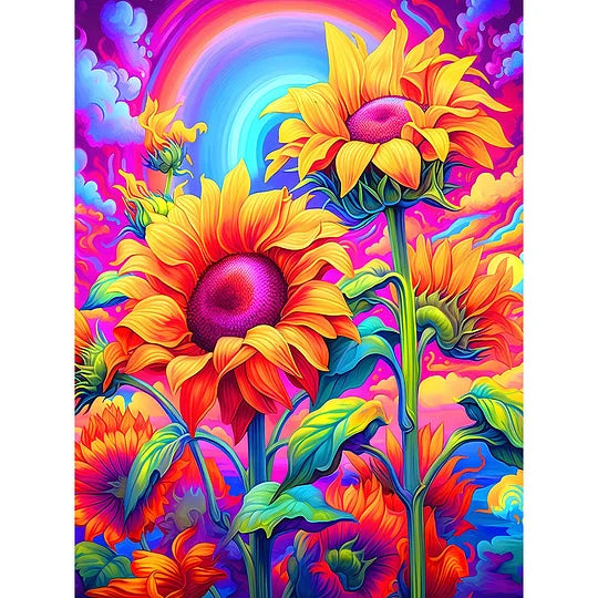 Colourful Sunflower 30*40cm full round drill diamond painting