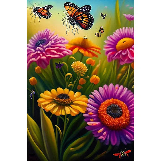 Flower Butterfly 40*60cm full round drill diamond painting