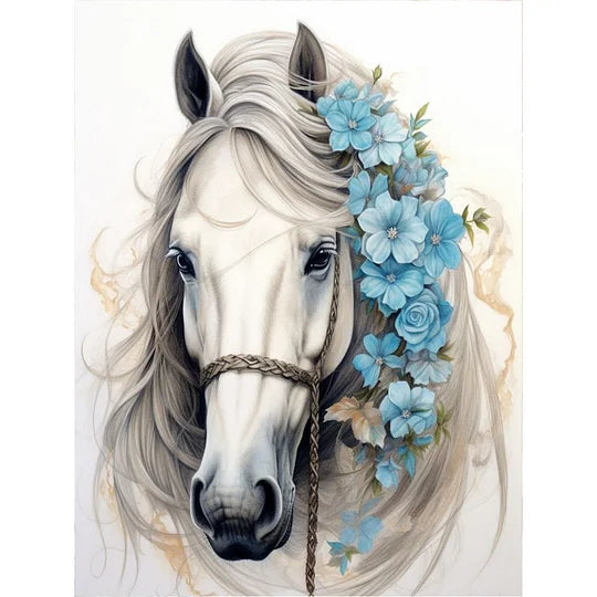 White Horse 30*40cm full round drill diamond painting