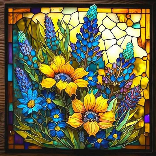 Stained Glass Sunflower 45*45cm full round drill diamond painting