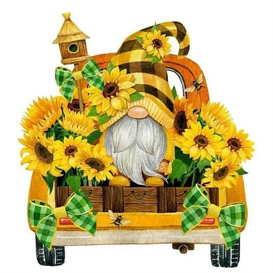 Sunflower Gnome 30*30cm full round drill diamond painting