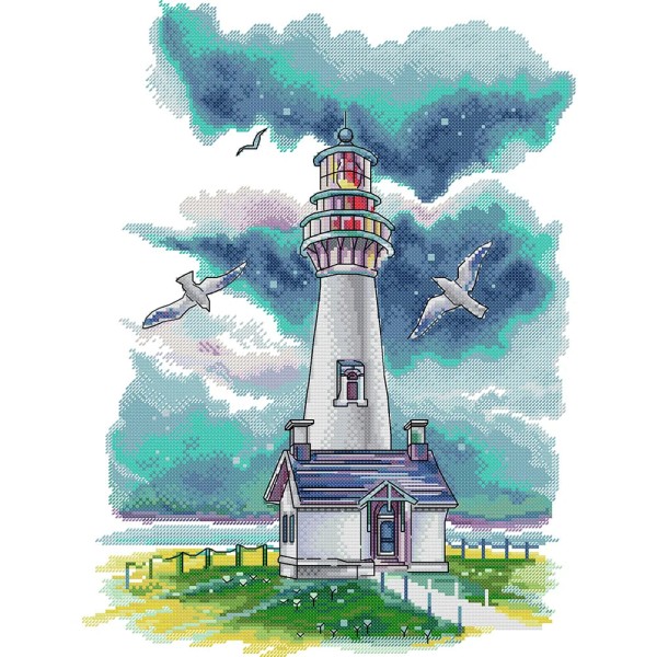Lighthouse Seagulls Partial 14CT Pre-stamped 34*43cm Cross Stitch