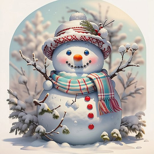 Snowman 40*40cm full round drill diamond painting