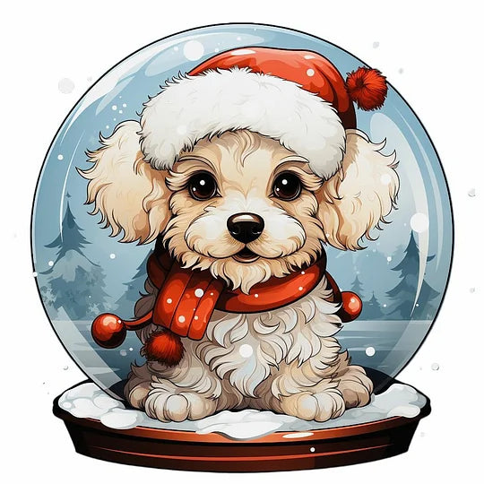 Crystal Ball Dog 40*40cm full round drill diamond painting